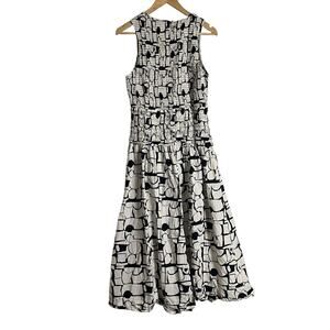 Apiece Apart Siempre Cream Abstract Print Smocked Tank Maxi Dress Size XL